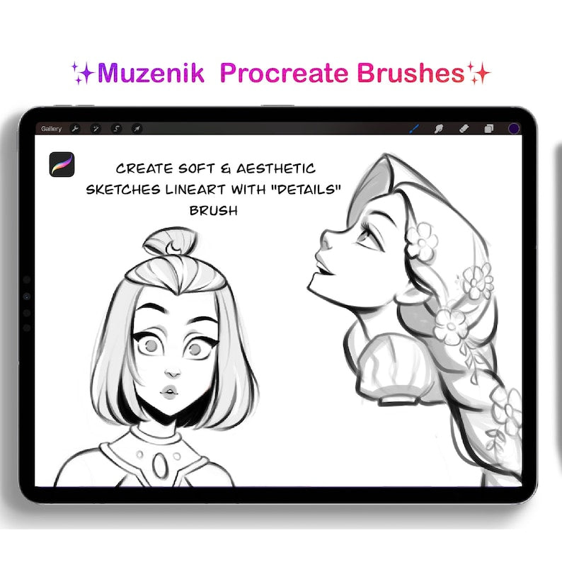 Free line art brush - Free Brushes for Procreate