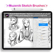 Load image into Gallery viewer, Muzenik Procreate Sketch/Pencil Brushes: Set of 14