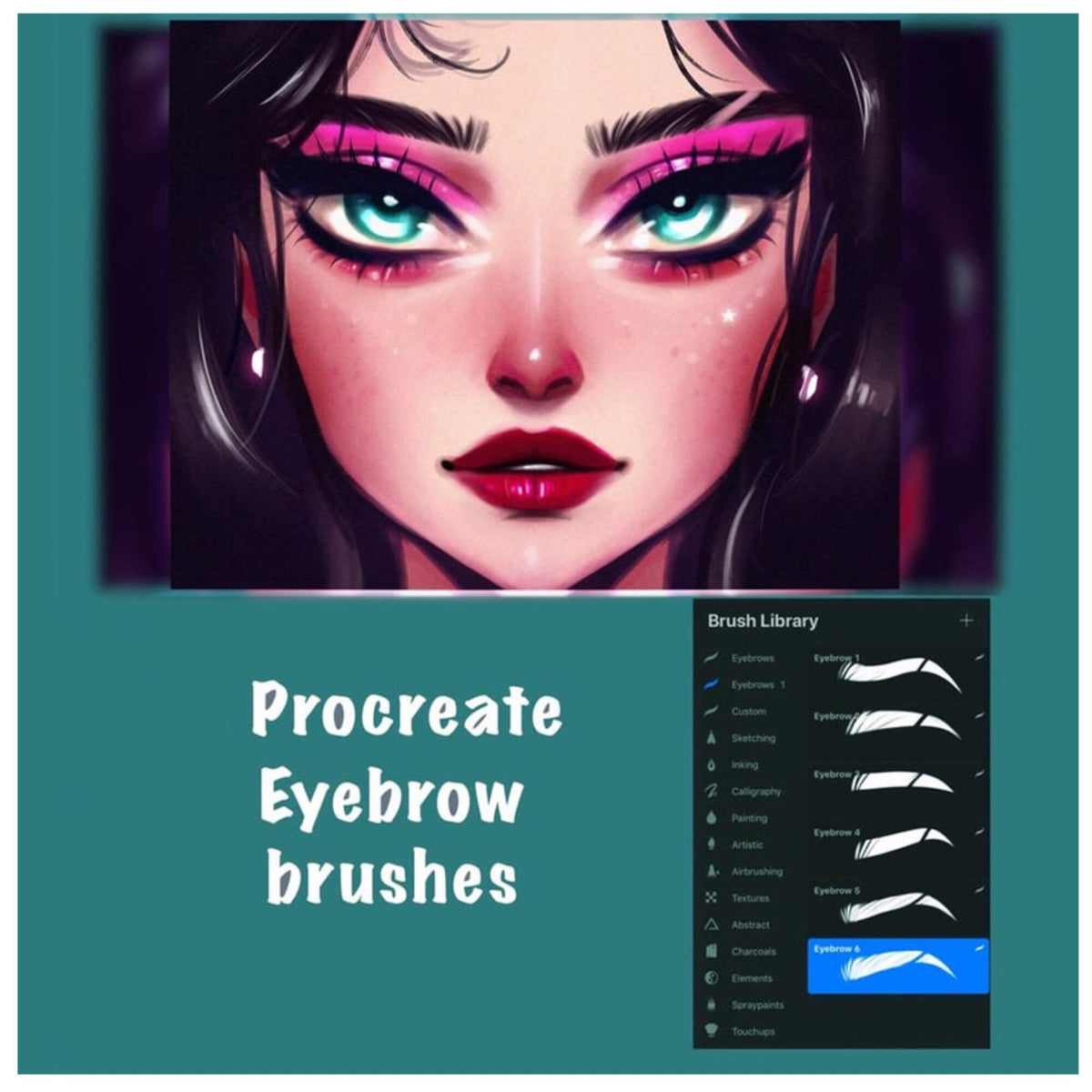 Procreate Eyebrow Stamp Brushes with ScarSet of 6 MuzenikArt