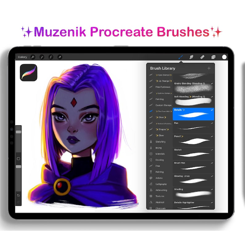 Muzenik Procreate Painting Brushes : Set of 11 (12 free brushes) *OFFER*
