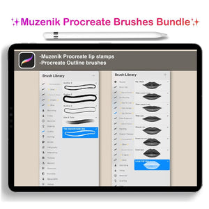 Muzenik Procreate Brushes Bundle: 10 complete sets with bonus sets , 125+ brushes, all in one package ✨OFFER✨