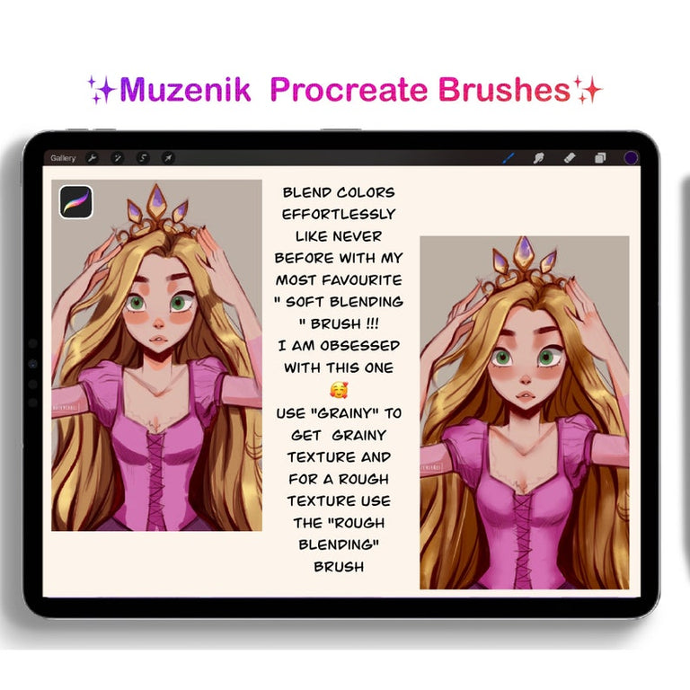 Muzenik Procreate Painting Brushes : Set of 11 (12 free brushes) ✨OFFER✨