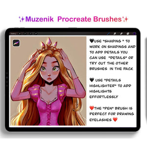 Muzenik Procreate Painting Brushes : Set of 11 (12 free brushes) ✨OFFER✨