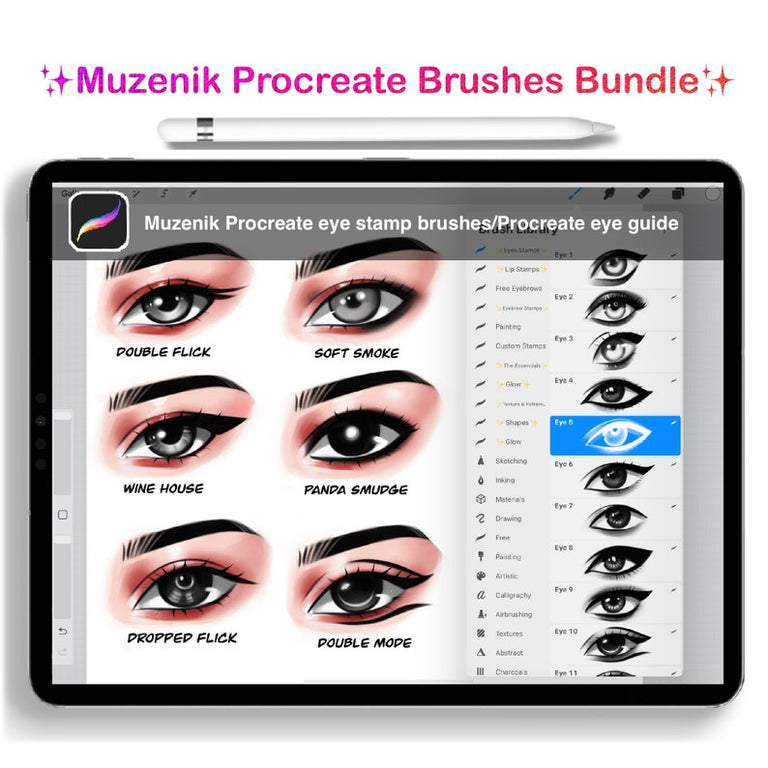 Muzenik Procreate Brushes Bundle: 10 complete sets with bonus sets , 125+ brushes, all in one package ✨OFFER✨