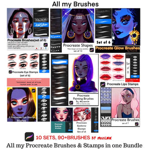 Procreate Eyebrow Stamp Brushes with Scar-Set of 6