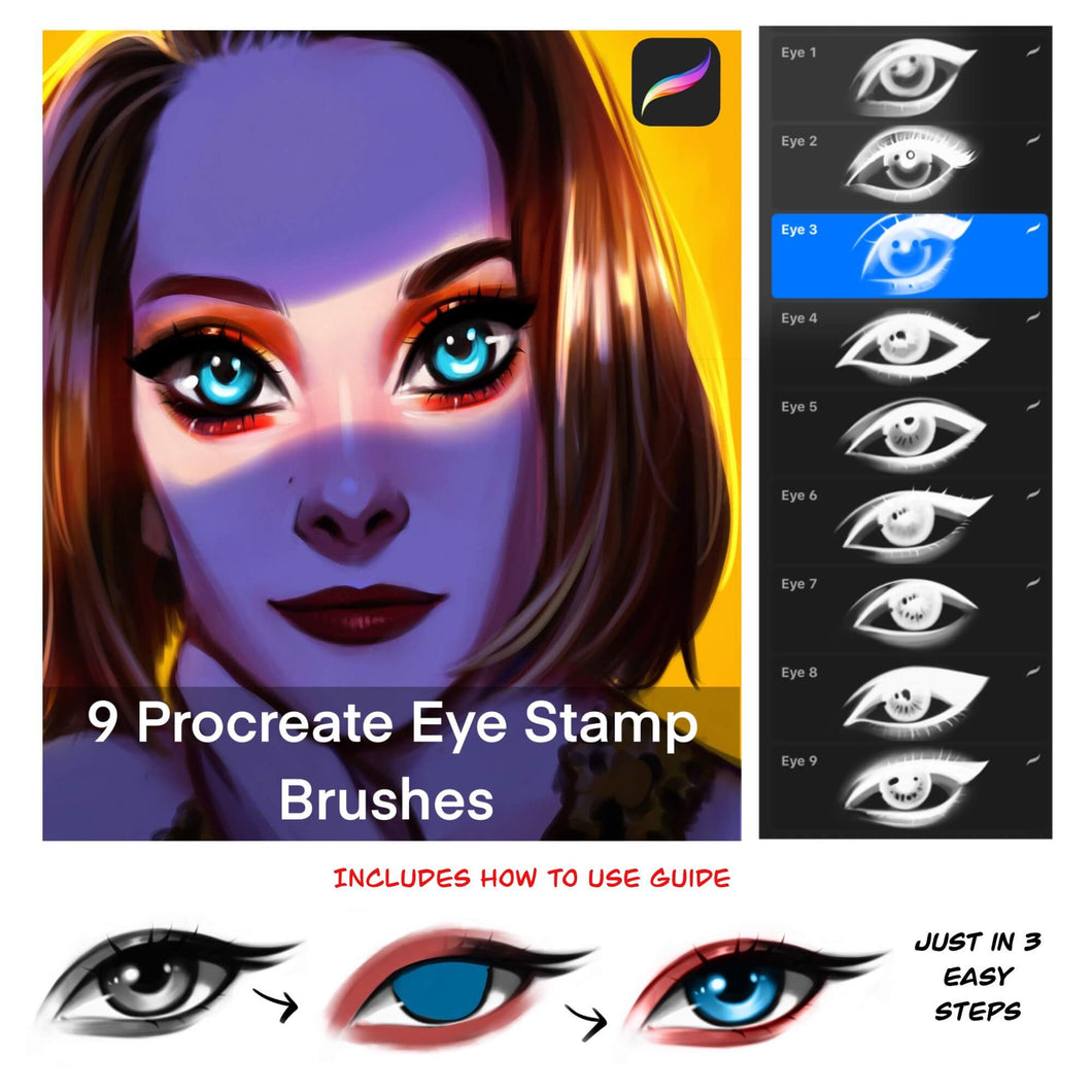 Procreate eye stamp brushes : With How to Use Guide