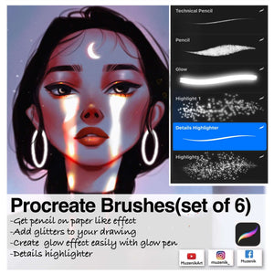Muzenik Procreate Glitter Highlights-Pencil -Neon brush